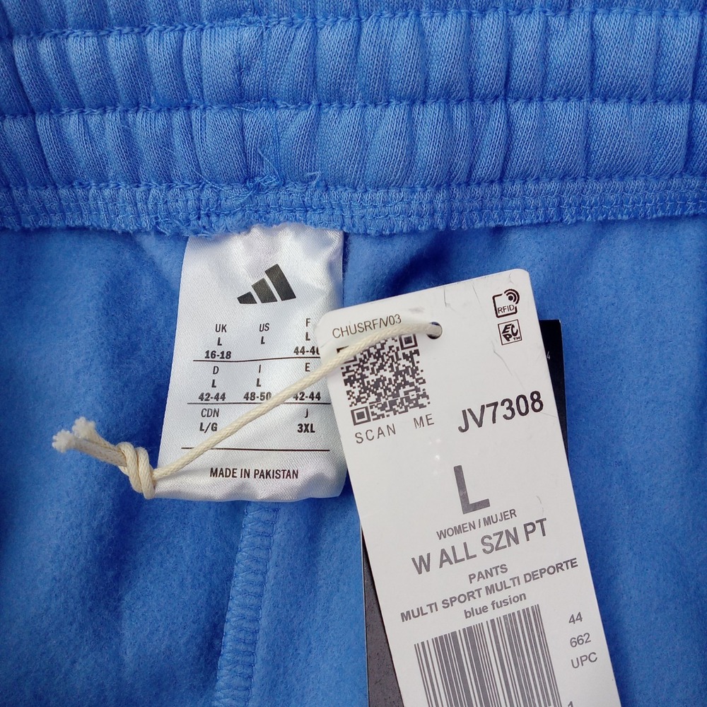 Adidas All SZN Sweatpants Women's Size L Large Blue Loose Fit Tapered Leg JV7308 - Picture 7 of 11